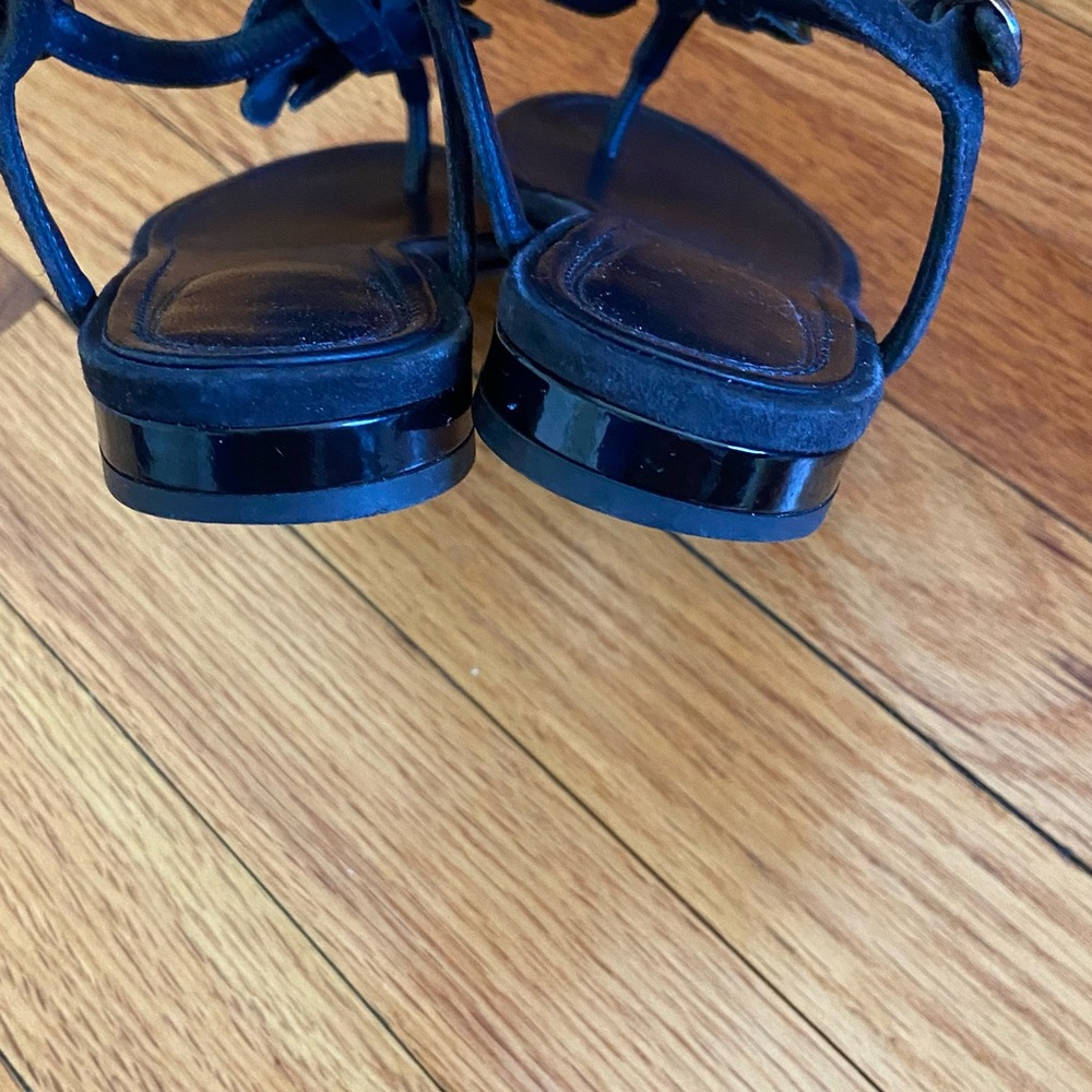Chanel Women's Black Sandals with Floral Accent - Picture 3 of 8